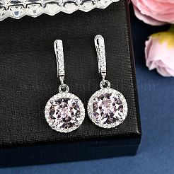 925 плоские круглые серьги-кольца из стерлингового серебра с паве из кубических цирконий&nbsp;EJEW-C150-01C-02