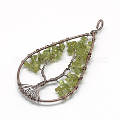 Натуральный чип оливковый кварц большие подвески&nbsp;G-R437-R05