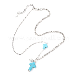 Женские ожерелья с подвеской в виде креста&nbsp;NJEW-JN05793