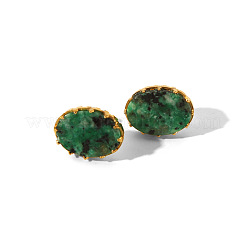 Простой модный комплект из овального кольца-манжеты и серег-гвоздиков из натурального драгоценного камня&nbsp;FJ0453-1