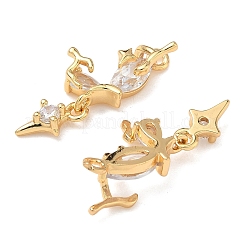 Латунные микропаве прозрачные подвески с фианитом&nbsp;KK-H0526-17G