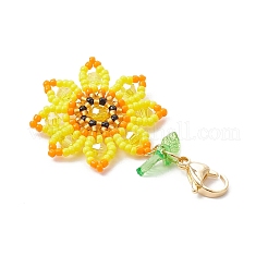 Подвеска-подсолнух из стеклянных бусинок&nbsp;HJEW-MZ00334