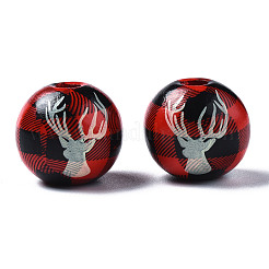 Расписные европейские бусины из натурального дерева&nbsp;LS-WOOD-S057-036A