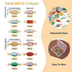 60 шт. 12 стиля латунные подвески-коннекторы из стекла k9&nbsp;KK-TA0003-13