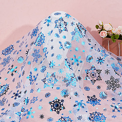 2м полиэстеровая сетчатая ткань со снежинками&nbsp;DIY-WH0622-389