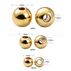 120 шт. набор круглых проставочных бусин из латуни с вакуумным покрытием PVD 3 размера&nbsp;KK-LS0001-11G