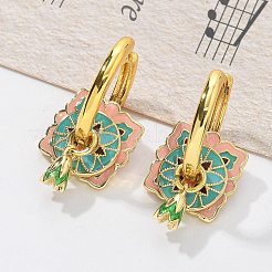 Серьги-кольца из латуни с ромбами&nbsp;EJEW-R016-13G-02