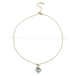 Ожерелья с подвеской из светлого золота и латуни с микропаве и кленовым листом с кубическим цирконием&nbsp;NJEW-E105-14KCG-02