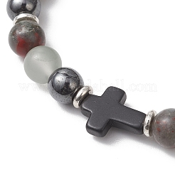 Эластичные браслеты из натурального африканского гематита&nbsp;BJEW-JB13449