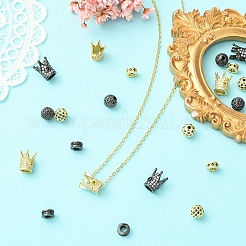 12шт 3 стиля латунные бусины с микропаве и кубическим цирконием&nbsp;ZIRC-YW0001-31G