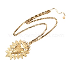 Ожерелье из нержавеющей стали 304 с подвеской в форме сердца и кристаллами горного хрусталя в виде пшеницы&nbsp;NJEW-P344-01G