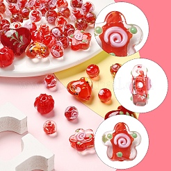 38 шт. 9 стиля бусины ручной работы из золотистого песка в технике лэмпворк&nbsp;LAMP-FS0001-37