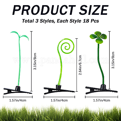 54 шт. 3 заколки для волос из пластиковой кожи аллигатора в виде ростков фасоли&nbsp;PHAR-CP0001-18-1