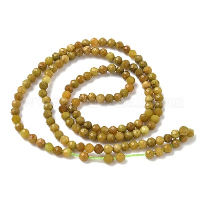 Нити натуральных желто-зеленых опаловых бусин&nbsp;G-D306-A06-3mm-1