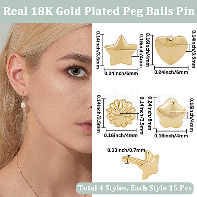 60 шт. 4 стиля латунные штифты-булавки-шармы&nbsp;KK-BBC0022-87-1