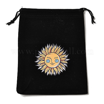 Прямоугольные упаковочные мешочки из бархатной ткани с принтом ABAG-U006-03C-1