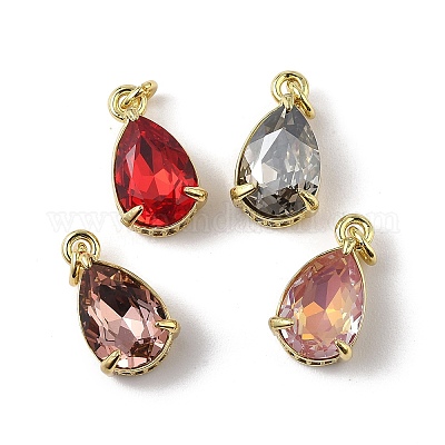 Подвески из латуни с кубическим цирконием и стеклянным кристаллом KK-Q039-03G-1