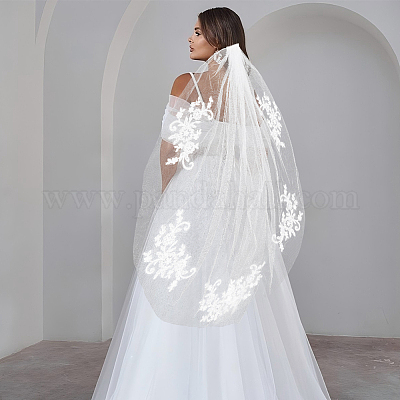 Свадебная фата из полиэстера&nbsp;DIY-WH0899-485B-1