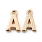 Brass Charms, Letter, Nickel Free, Real 18K Gold Plated, Letter.A, 8.5x5x1.5mm, Hole: 0.8mm