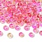 10G Electroplate Transparent Colours Rainbow Glass Seed Beads, Donut, Deep Pink, 6.5x3mm, Hole: 1.2mm, about 10g