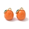 Alloy Enamel Pendants, Orange, Golden, 13.5x11.5x10.5mm, Hole: 1.8mm