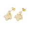 Clear Cubic Zirconia Maple Leaf Dangle Stud Earrings, Brass Jewelry for Women, Cadmium Free & Nickel Free & Lead Free, Real 18K Gold Plated & Gunmetal, 18mm, Pin: 0.6mm