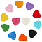 12Pcs 12 Colors Heart Wool Needle Felting Decoration, Mixed Color, 31x30x8.5mm, 1pc/color