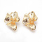 Brass Links connectors, Flower, Nickel Free, Real 18K Gold Plated, 18.5x15x4mm, Hole: 2mm