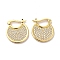 Clear Cubic Zirconia Flat Round Hoop Earrings, Brass Jewelry for Women, Golden, 20x18.5x2mm, Pin: 1x0.7mm