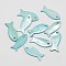 Dyed Shell Fish Pendants, Light Sky Blue, 9~10x19~24x2mm, Hole: 1mm