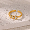 Retro Royal Style 304 Stainless Steel Cuff Rings, Heart, Inner Diameter: 18mm