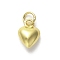 925 Sterling Silver Pendants, Puffed Heart Charms with Jump Rings, Golden, 8x6x3mm, Hole: 2mm