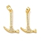 Brass Micro Pave Clear Cubic Zirconia Pendants, Hammer Charms, Real 18K Gold Plated, 21.5x14.5x2mm, Hole: 4.5x2.5mm