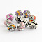 Handmade Indonesia Beads, with Rhinestones and Alloy Cores, Round, Antique Silver, Mixed Color, 14~16x14~16mm, Hole: 1.5mm