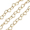 304 Stainless Steel Heart Link Chains, Ion Plating(IP), Unwelded, with Spool, Real 18K Gold Plated, 8x6.5x0.8mm
