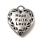 Retro 304 Stainless Steel Pendants, Heart with Word Hope Faith Love Charms, Antique Silver, 16x14x3mm, Hole: 1.5x2mm
