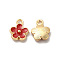Alloy Enamel Pandants, Lead Free & Cadmium Free, Light Gold, Flower Charm, Red, 10x8x2.5mm, Hole: 1.4mm