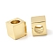 Brass Beads, Cube Large Hole Beads, Cadmium Free & Lead Free, Rack Plating, Long-Lasting Plated, Real 18K Gold Plated, 14x14x14mm, Hole: 8.5mm