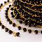 Handmade Glass Beaded Chains, Soldered, with Spool, with Brass Findings, Black, 7x4mm, about 32.8 Feet(10m)/roll