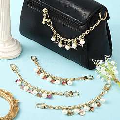 4 шт. 4 стиля сплава страз с акриловыми бусинами-жемчужинами подвеска на тросик цепочка для сумки декоративные цепочки&nbsp;HJEW-FS00060-02