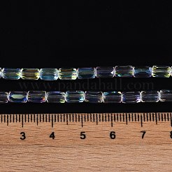 Нити из гальванически покрытых стеклянных бусин в форме шеврона&nbsp;GLAA-Q101-02A-AB04