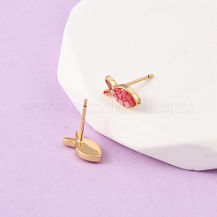 Серьги-гвоздики в виде рыбок из латуни и эмали&nbsp;EJEW-I322-07G