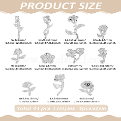 44 шт. 11 стиля кабошонов из цветочного сплава&nbsp;FIND-LP00003-75S