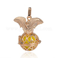 Позолоченные латунные полые круглые подвески KK-J252-10G