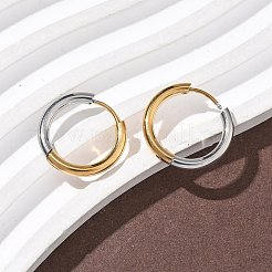 Двухцветные серьги-кольца из нержавеющей стали 304&nbsp;EJEW-P313-02C-G