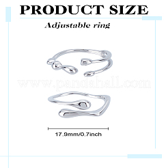 2 шт. 2 стиля латунных манжетных колец неправильной геометрии для женщин&nbsp;RJEW-LP0002-56