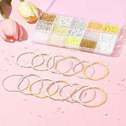 Наборы для изготовления браслетов из круглых стеклянных бусин своими руками&nbsp;SEED-FS0001-34