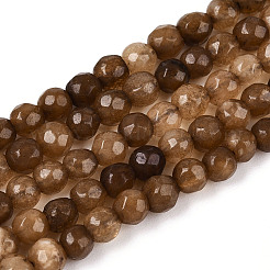 Окрашенные природные белый нефрит бисер пряди&nbsp;G-T139-4mm-60-14