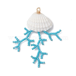 Большие подвески из стеклянных бусин и ракушек&nbsp;PALLOY-MZ01152-02