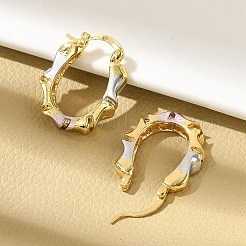 Латунные двухцветные овальные серьги-кольца&nbsp;LS-EJEW-B117-04